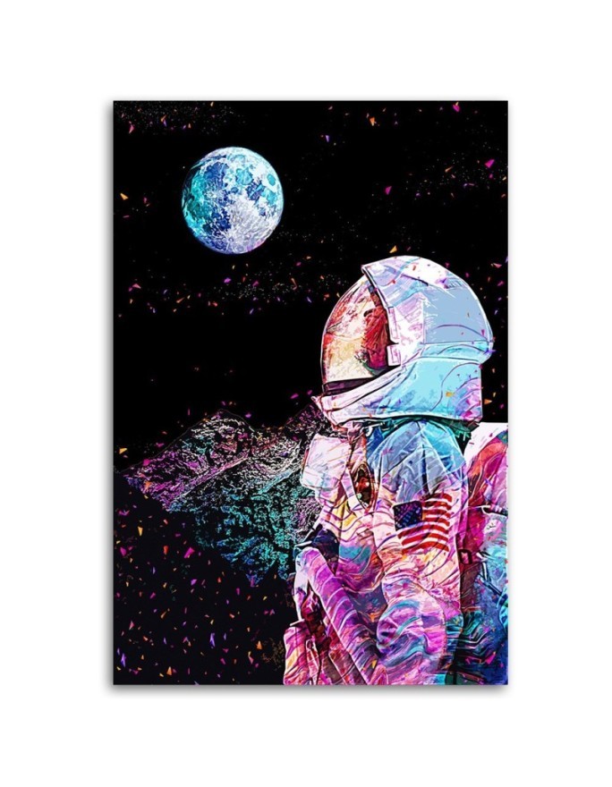 Obrazy na ścianę Neonowy Astronauta i widok na planete | FEEBY