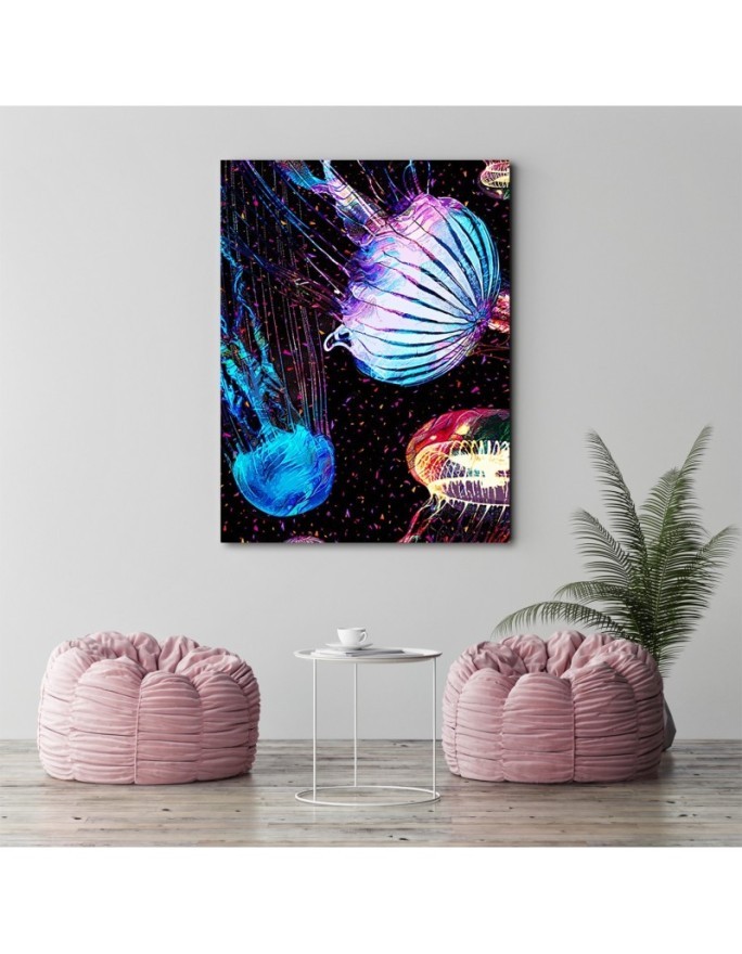 Meduzy - obraz neon na ścianę do pokoju dziecięcego | FEEBY