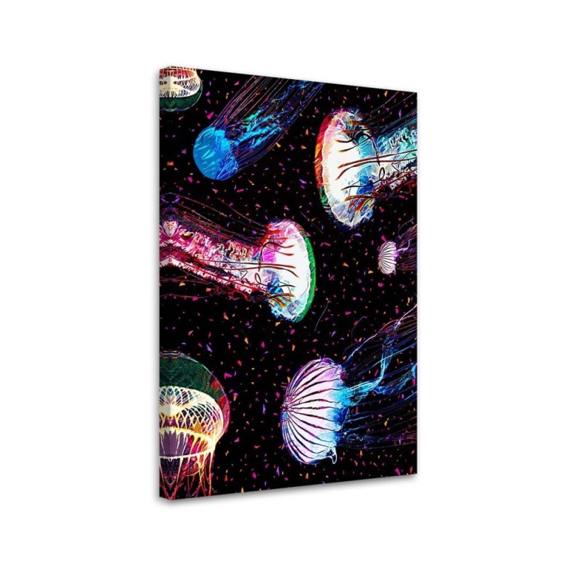 Obraz na płótnie canvas Neonowe meduzy w oceanie | FEEBY
