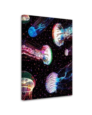 Obraz na płótnie canvas Neonowe meduzy w oceanie | FEEBY