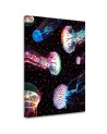 Obraz na płótnie canvas Neonowe meduzy w oceanie | FEEBY