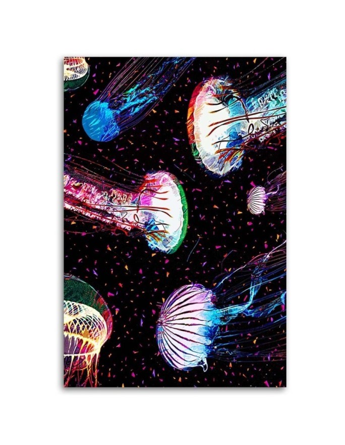 Obraz na płótnie canvas Neonowe meduzy w oceanie | FEEBY