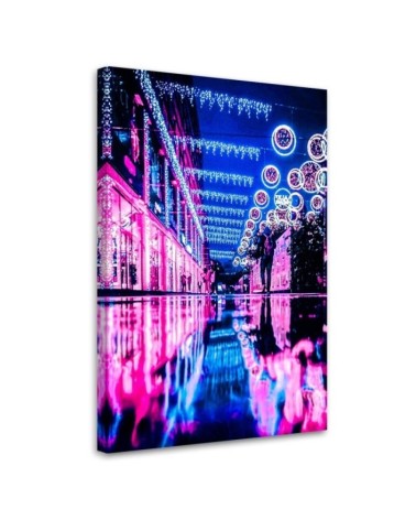 Decorative wall art picture Christmas neon street | FEEBY