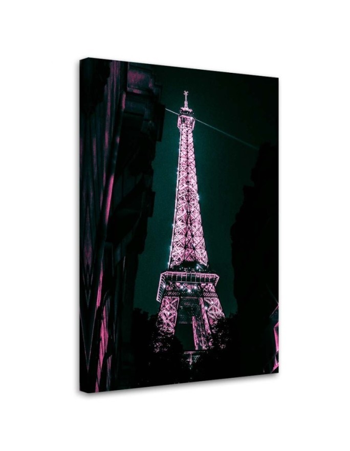 Eiffel Tower in pink - wall art painting for living room, bedroom | FEEBY