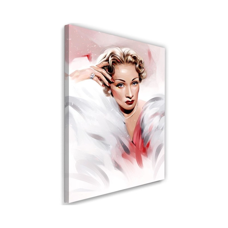 Canvas prints for bedroom Marlene Dietrich in white fur | FEEBY