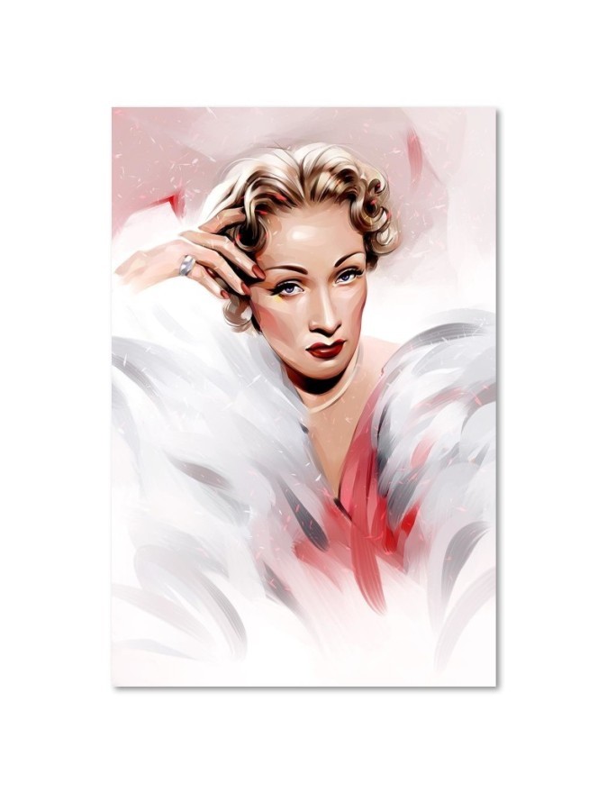 Obraz do sypialni Marlene Dietrich w białym futrze | FEEBY