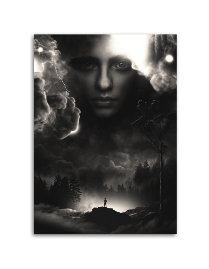 Obraz digital art na ścianę Twarz kobiety w niebie | FEEBY