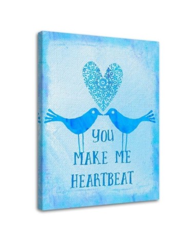 Bedroom wall painting Birds in love on a blue background | FEEBY