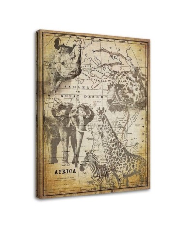 Canvas prints for the office Vintage old map and animals Andrea Haase | FEEBY