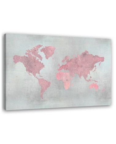 Canvas prints for girl's room - Pink world map Andrea Haase | FEEBY
