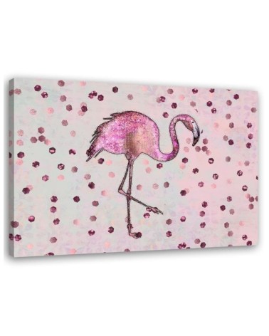 Canvas prints for children's room - Flamingo on a dotted background Andrea Haase | FEEBY