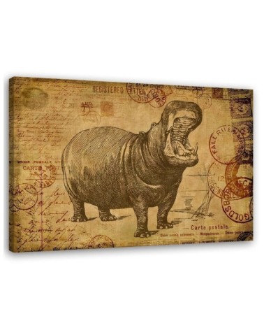 Canvas prints for children's room - Hippopotamus in retro style | FEEBY