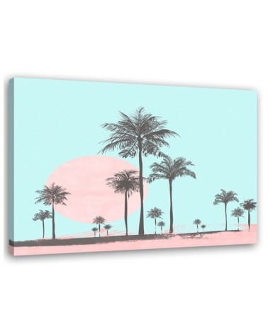 Digital art Canvas painting - Palm trees against a pink sun Andrea Haase | FEEBY
