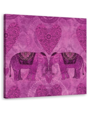 Wall art paintings for living room Two pink Indian elephants Andrea Haase | FEEBY