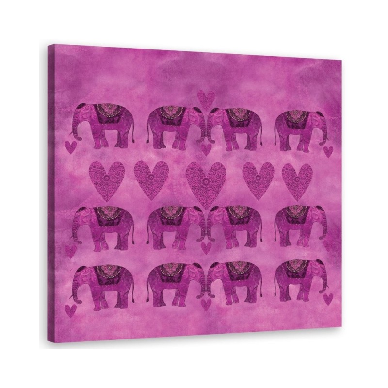 Canvas prints Indian elephants on pink background for bedroom Andrea Haase | FEEBY