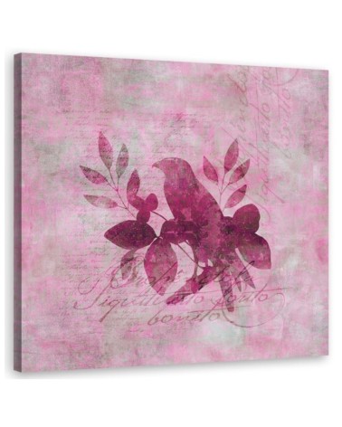 Wall art painting Bird on a branch on a pink background Andrea Haase | FEEBY