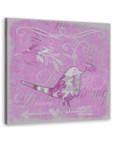 Canvas prints for girl's room Pink bird shabby chic Andrea Haase | FEEBY