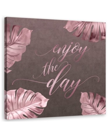 Canvas prints for glamour style - Pink leaves and lettering Andrea Haase | FEEBY