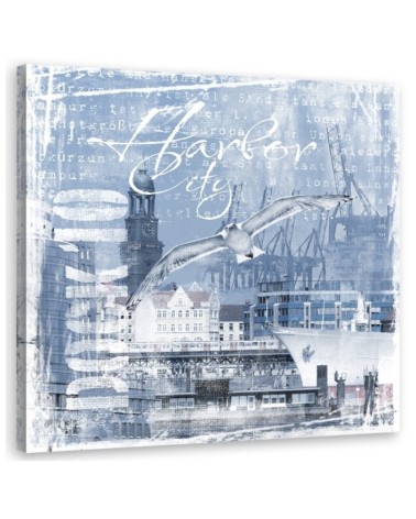 Canvas prints for living room - Port blue postcard Andrea Haase | FEEBY