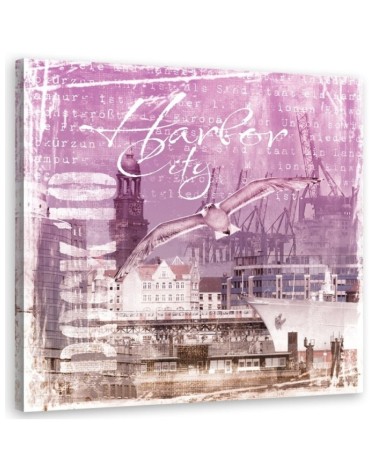 Dining room wall art painting - Port pink postcard Andrea Haase | FEEBY