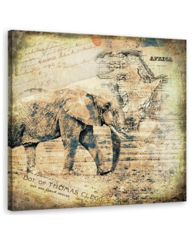 Elegant Canvas painting for office - Elephant and old map of Africa Andrea Haase | FEEBY