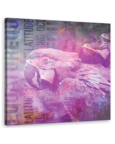 Canvas painting for the wall - Pink parrot Andrea Haase | FEEBY