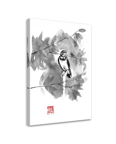 Painting Canvas for the Kids room - Bird on a branch b&w Péchane | FEEBY