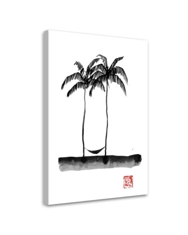Wall art  illustration painting - Palm trees on a beach Péchane | FEEBY