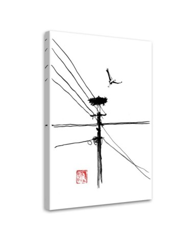 Wall art painting for room - Flying stork Péchane | FEEBY