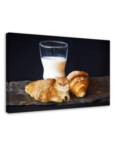 Canvas prints for kitchen - Milk Cat Croissant Food Galina Bugaevskaya | FEEBY