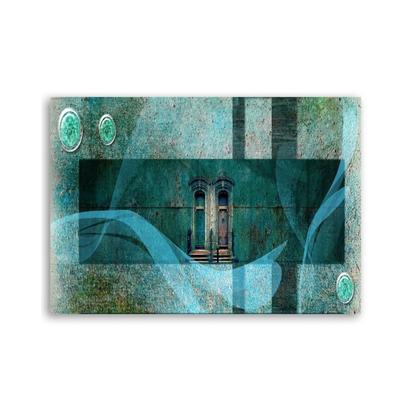 Bild auf Leinwand - Fenster türkis | Feeby