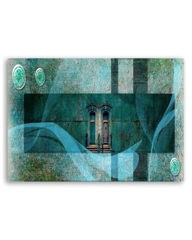 Bild auf Leinwand - Fenster türkis | Feeby