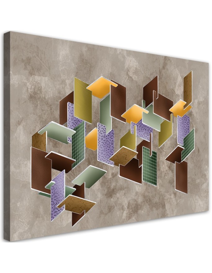 Modern Canvas painting for living room - Puzzle geometric 3D shapes | FEEBY