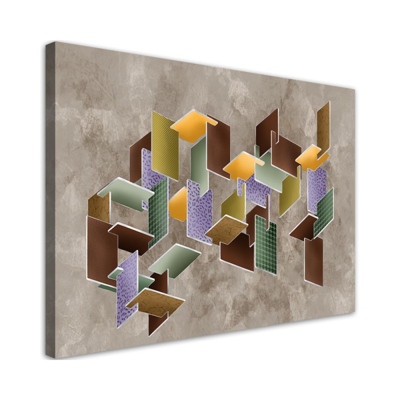 Obraz nowoczesny do salonu - Puzzle geometryczne kształty 3D