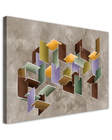 Modern Canvas painting for living room - Puzzle geometric 3D shapes | FEEBY