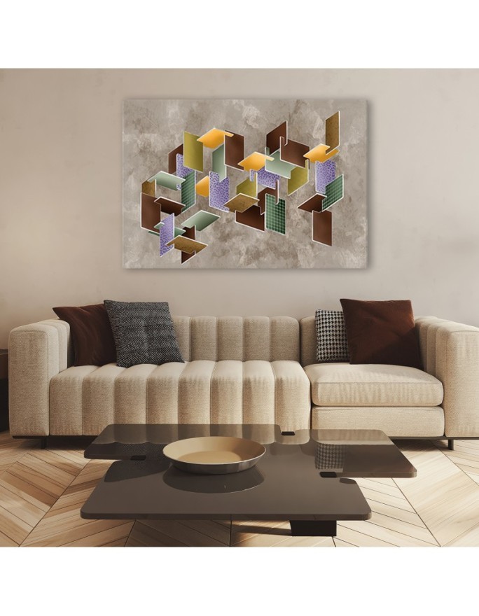 Obraz nowoczesny do salonu - Puzzle geometryczne kształty 3D