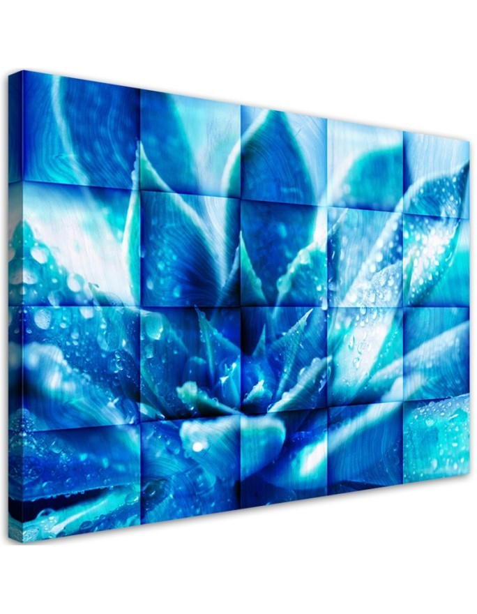 Leinwandbild modern - Abstrakt Blaue Blumem 3D | Feeby