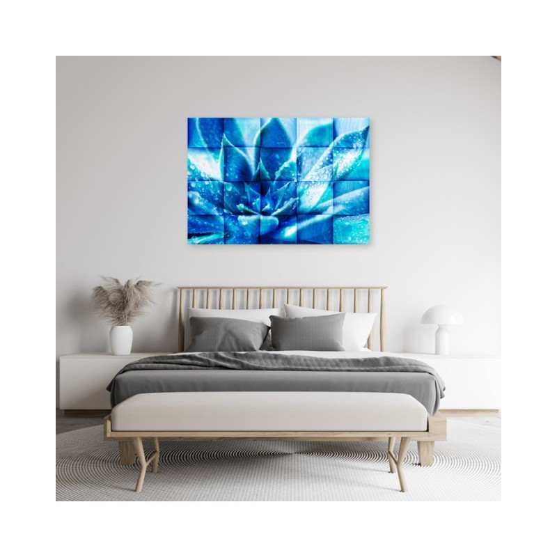 Leinwandbild modern - Abstrakt Blaue Blumem 3D | Feeby