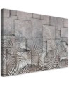 Wydruk na płotnie canvas - Liście 3D na tle imitującym beton