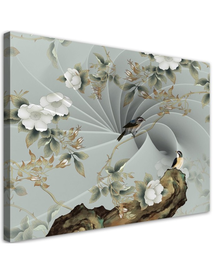 Modernes Wandbild - Vogel auf einem Ast | Feeby