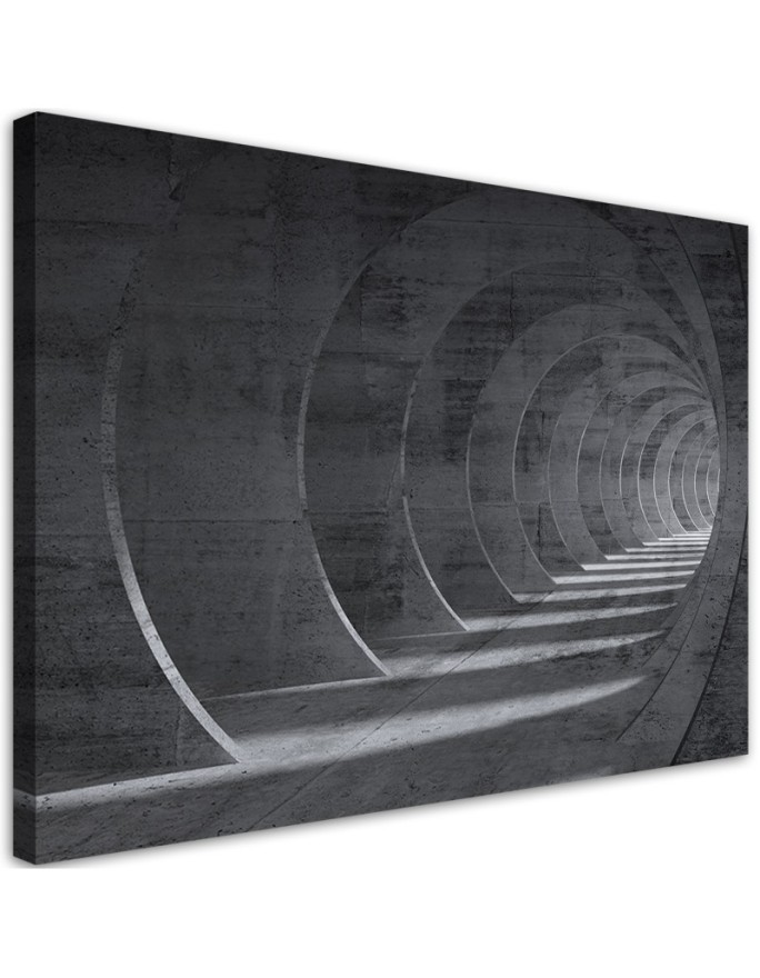 Leinwandbild - Grauer 3D Tunnel | Feeby