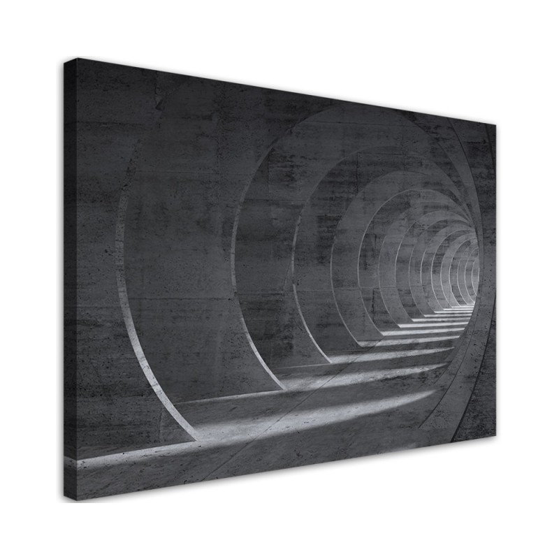 Leinwandbild - Grauer 3D Tunnel | Feeby