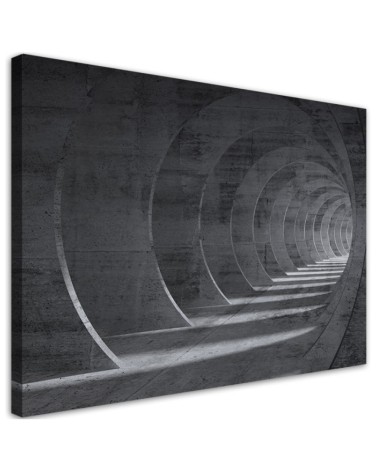 Leinwandbild - Grauer 3D Tunnel | Feeby