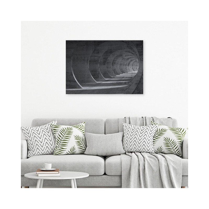 Leinwandbild - Grauer 3D Tunnel | Feeby