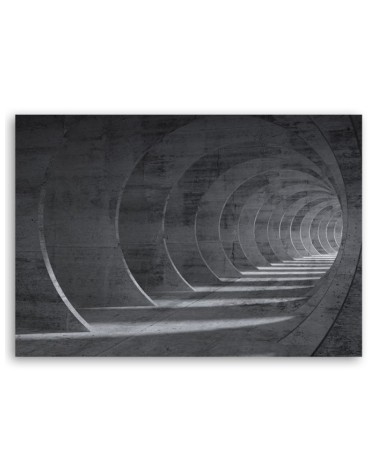 Leinwandbild - Grauer 3D Tunnel | Feeby