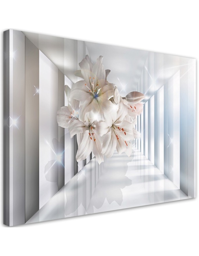 Modernes Wandbild - Blumen im 3D Korridor | Feeby