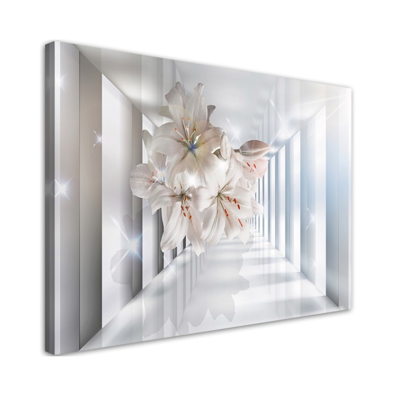 Modernes Wandbild - Blumen im 3D Korridor | Feeby