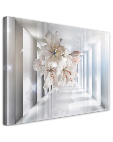 Modernes Wandbild - Blumen im 3D Korridor | Feeby