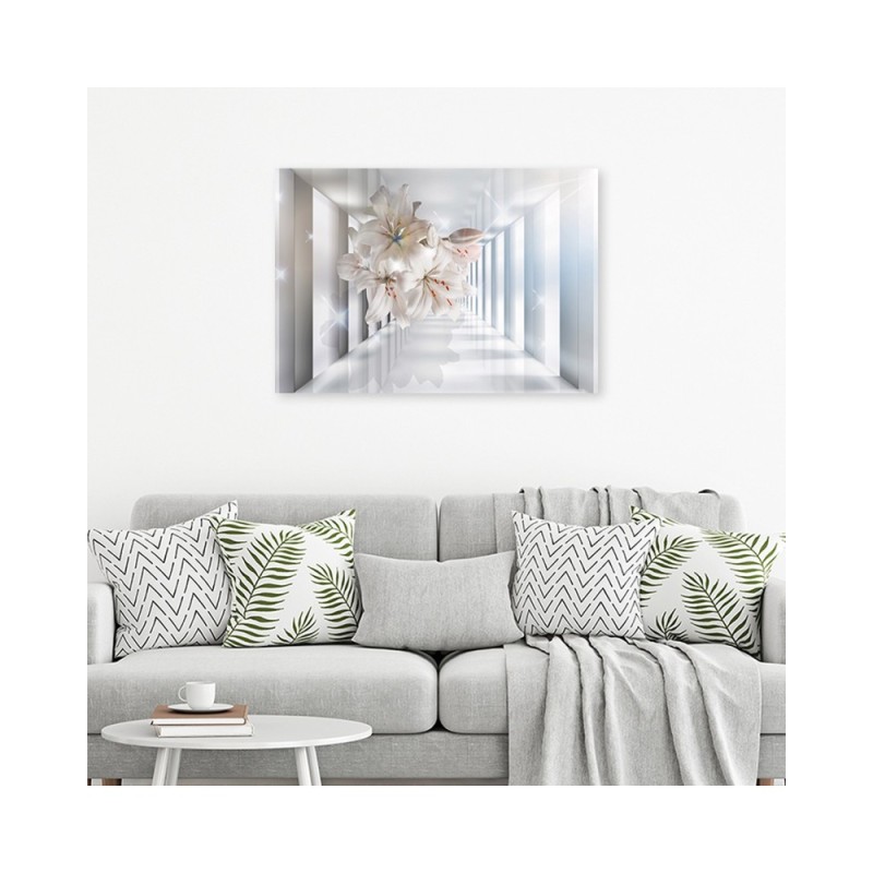 Modernes Wandbild - Blumen im 3D Korridor | Feeby