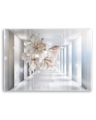 Modernes Wandbild - Blumen im 3D Korridor | Feeby